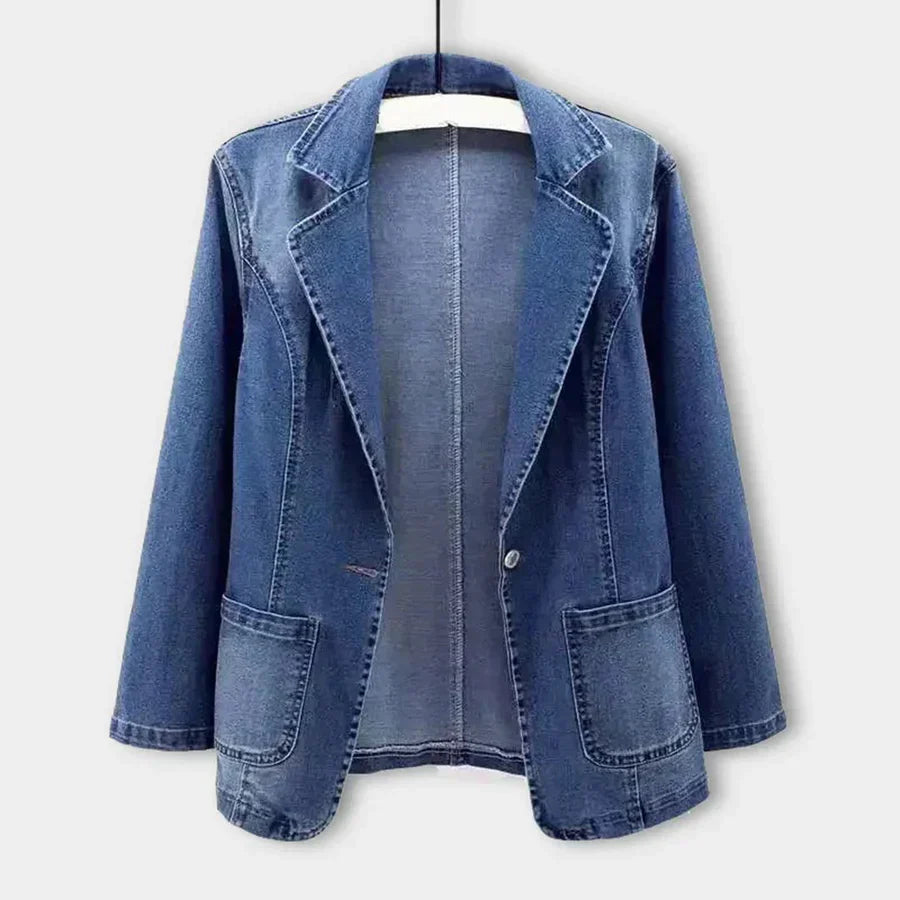 Lea | Jeansblazer med Klassisk Krage