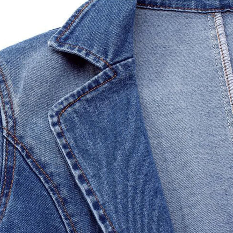 Lea | Jeansblazer med Klassisk Krage