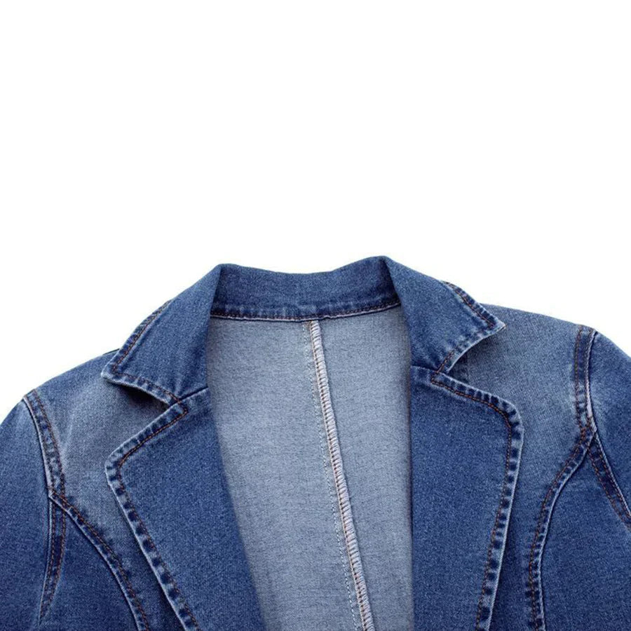 Lea | Jeansblazer med Klassisk Krage