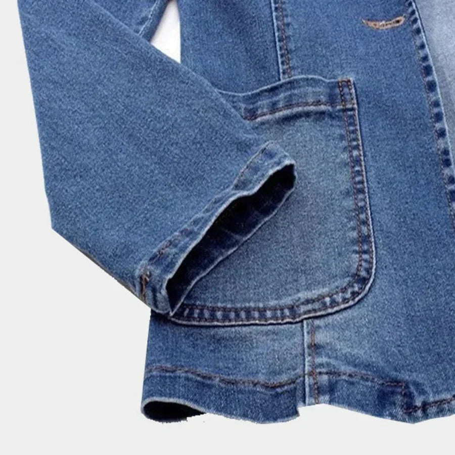 Lea | Jeansblazer med Klassisk Krage