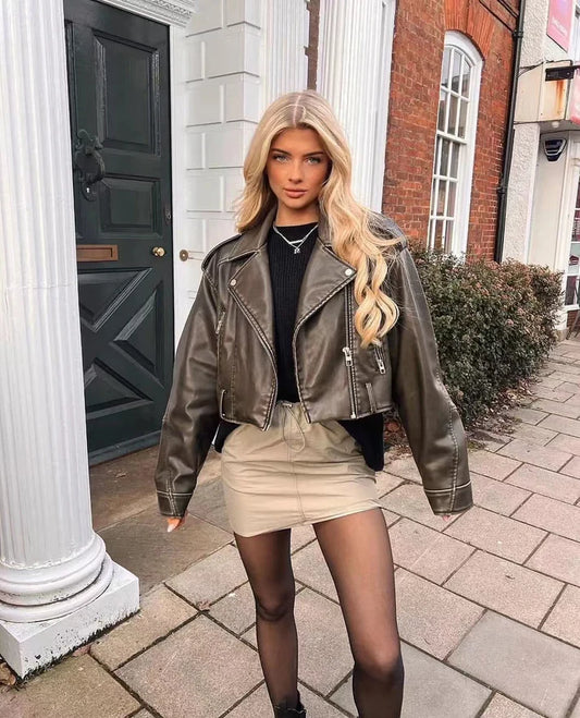 Sophie | Bikerjacka i Läder