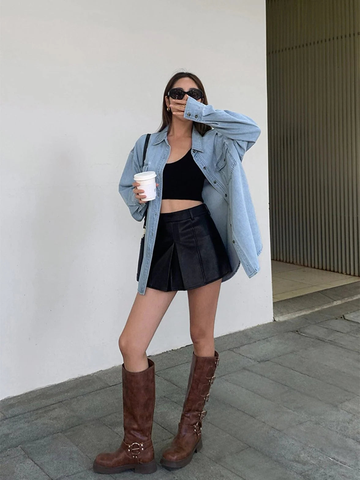 Nora | Oversized Jeansskjorta i Ljus Denim