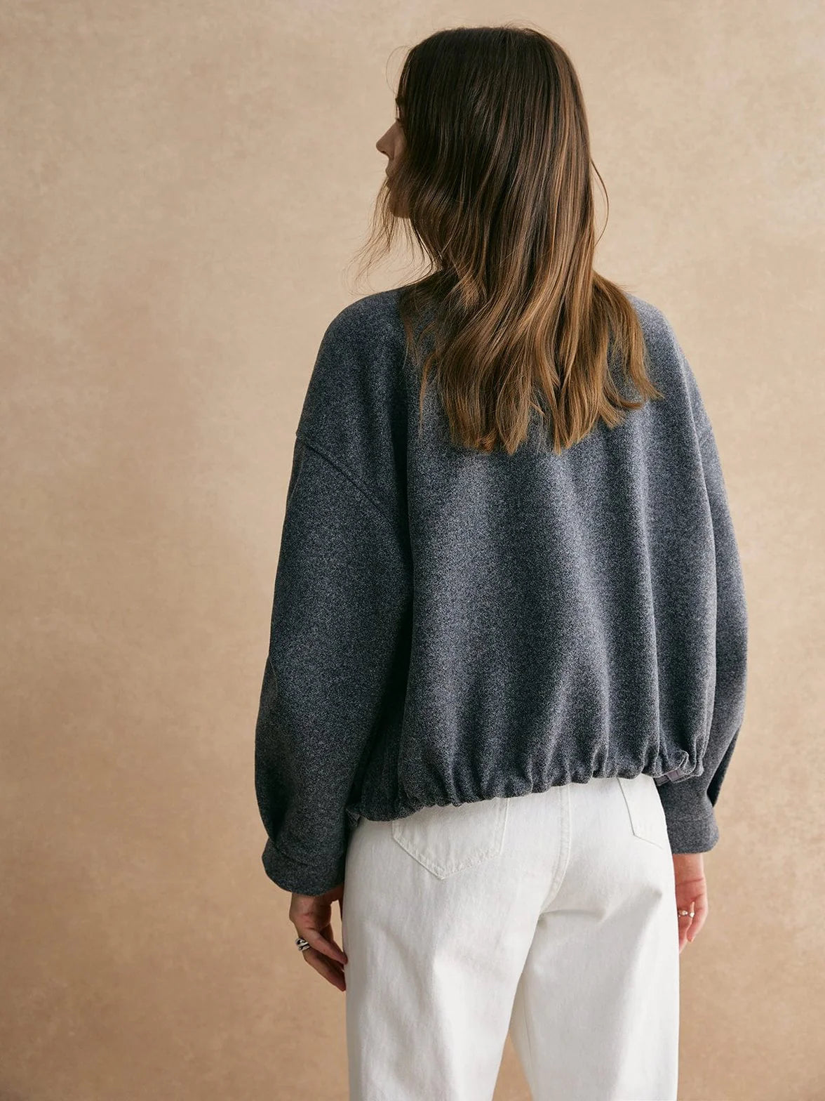 Mira | Grå Jacka i Teddyfleece med Dragkedja