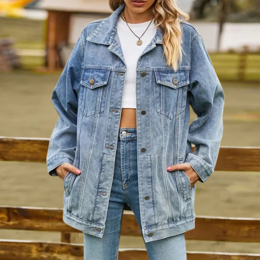 Tilde | Oversized Jeansjacka i Tvättad Denim