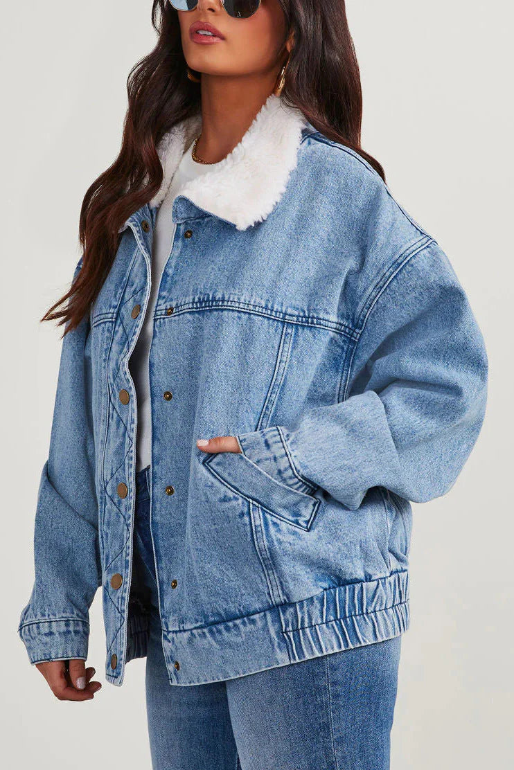Léana | Oversize Jeansjacka med Vintagekänsla