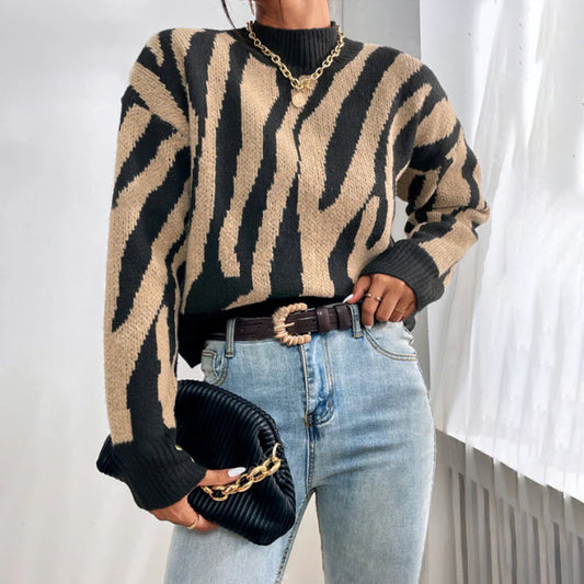Zara | Stickad Tröja med Zebramönster